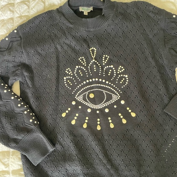 Kenzo Black Sweater with Beaded Eye Design - Picture 9 of 16